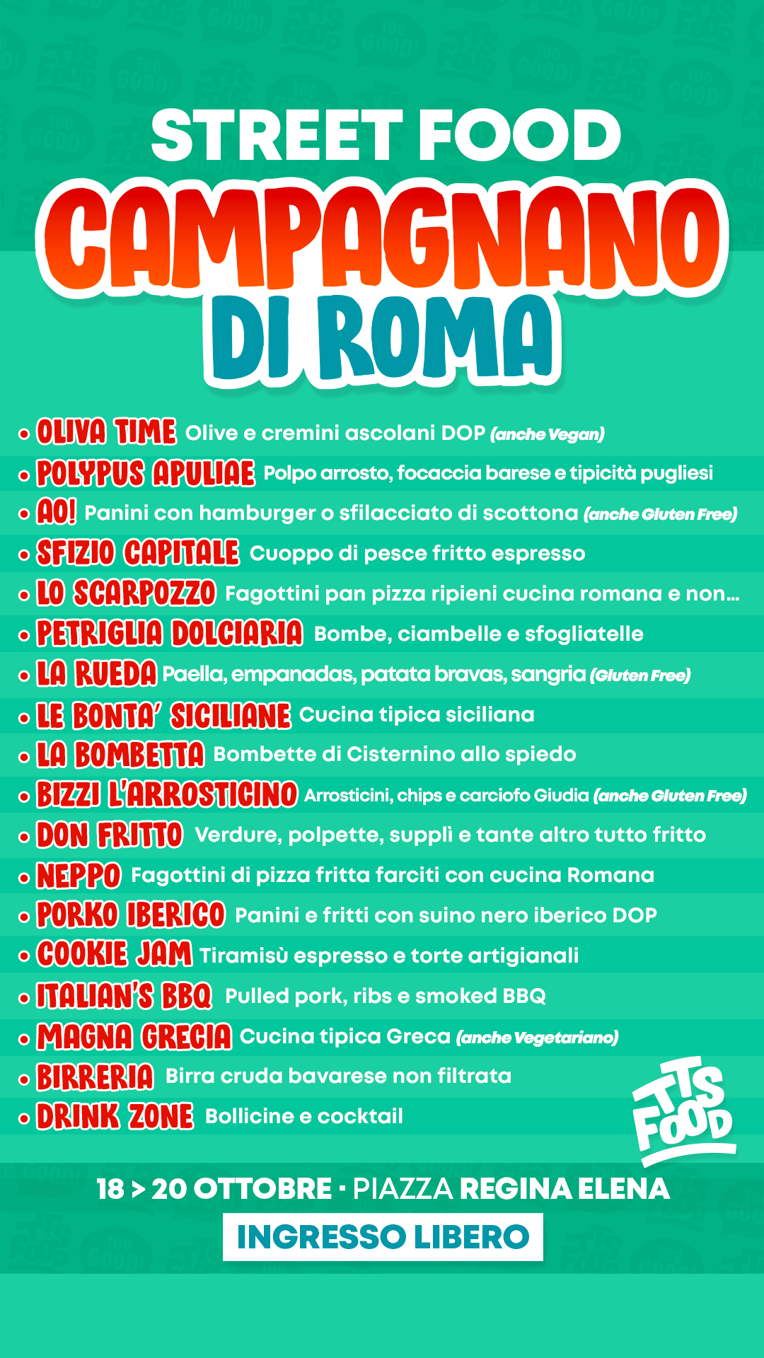 Campagnano di Roma Street Food 2024 - Menu