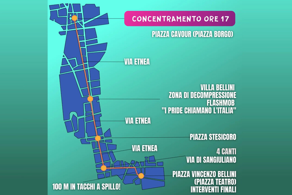 Catania Pride 2023 - Il percorso del corteo