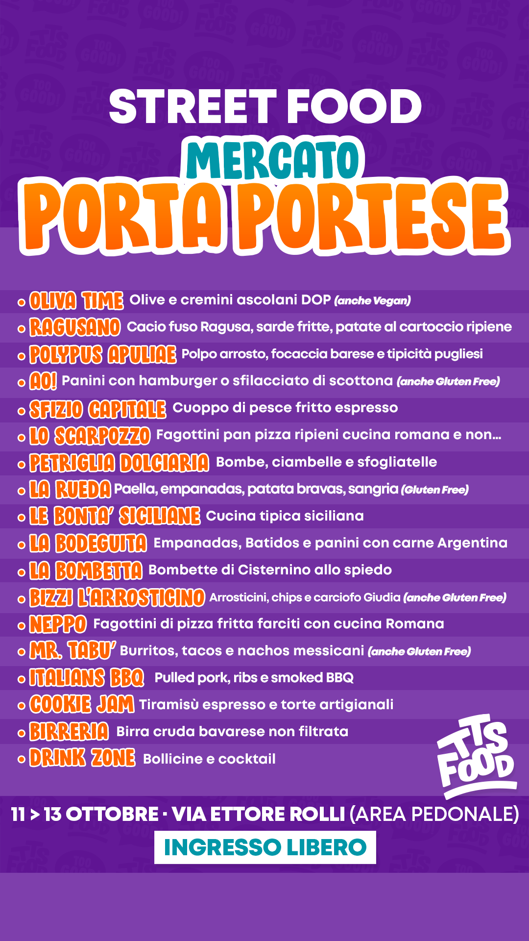 Porta Portese Street Food 2024 - Menu